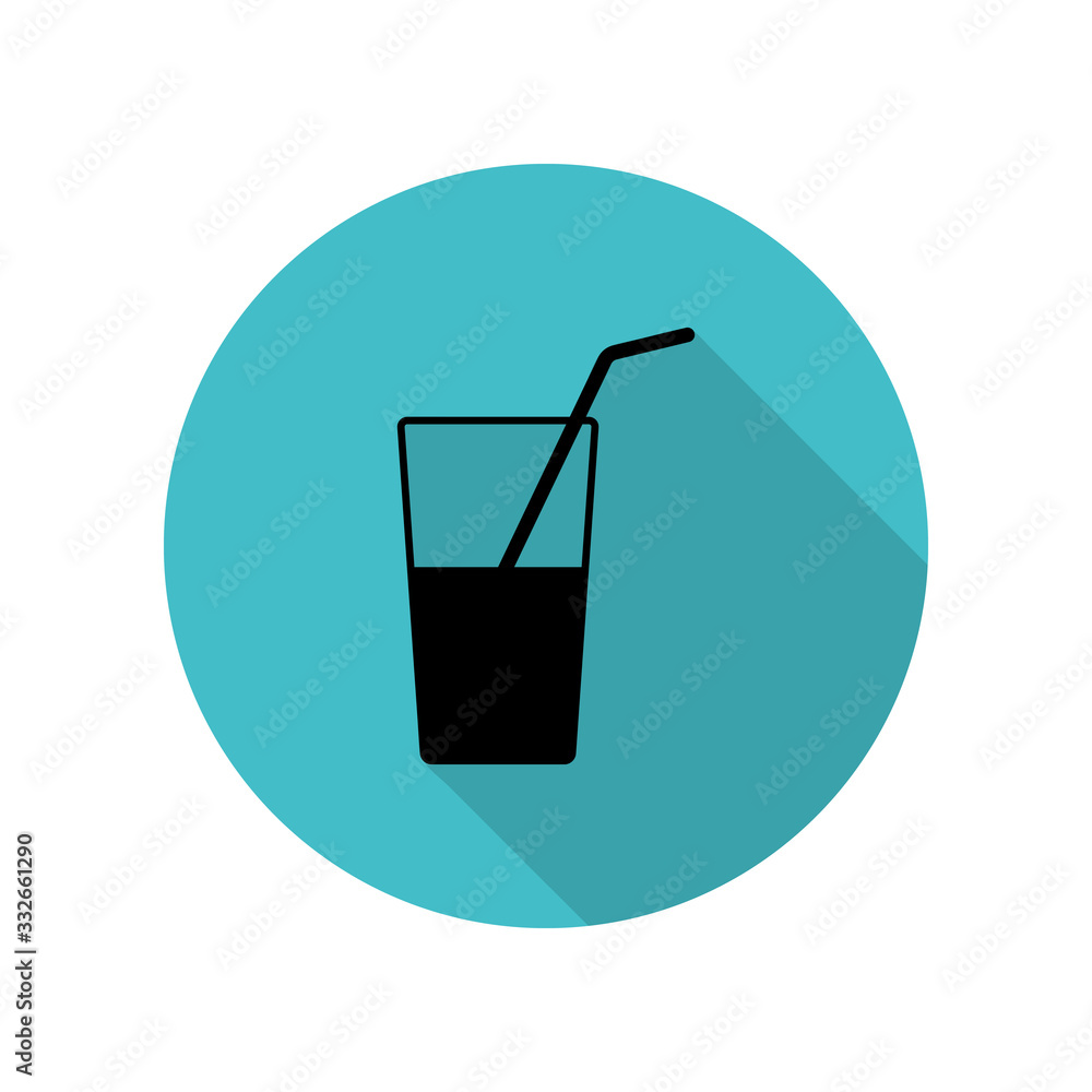 A glass of juice with a straw long shadow icon. Simple glyph, flat vector of web icons for ui and ux, website or mobile application A glass of juice with a straw long shadow icon. Simple glyph, flat vector of web icons for ui and ux, website or mobile application
