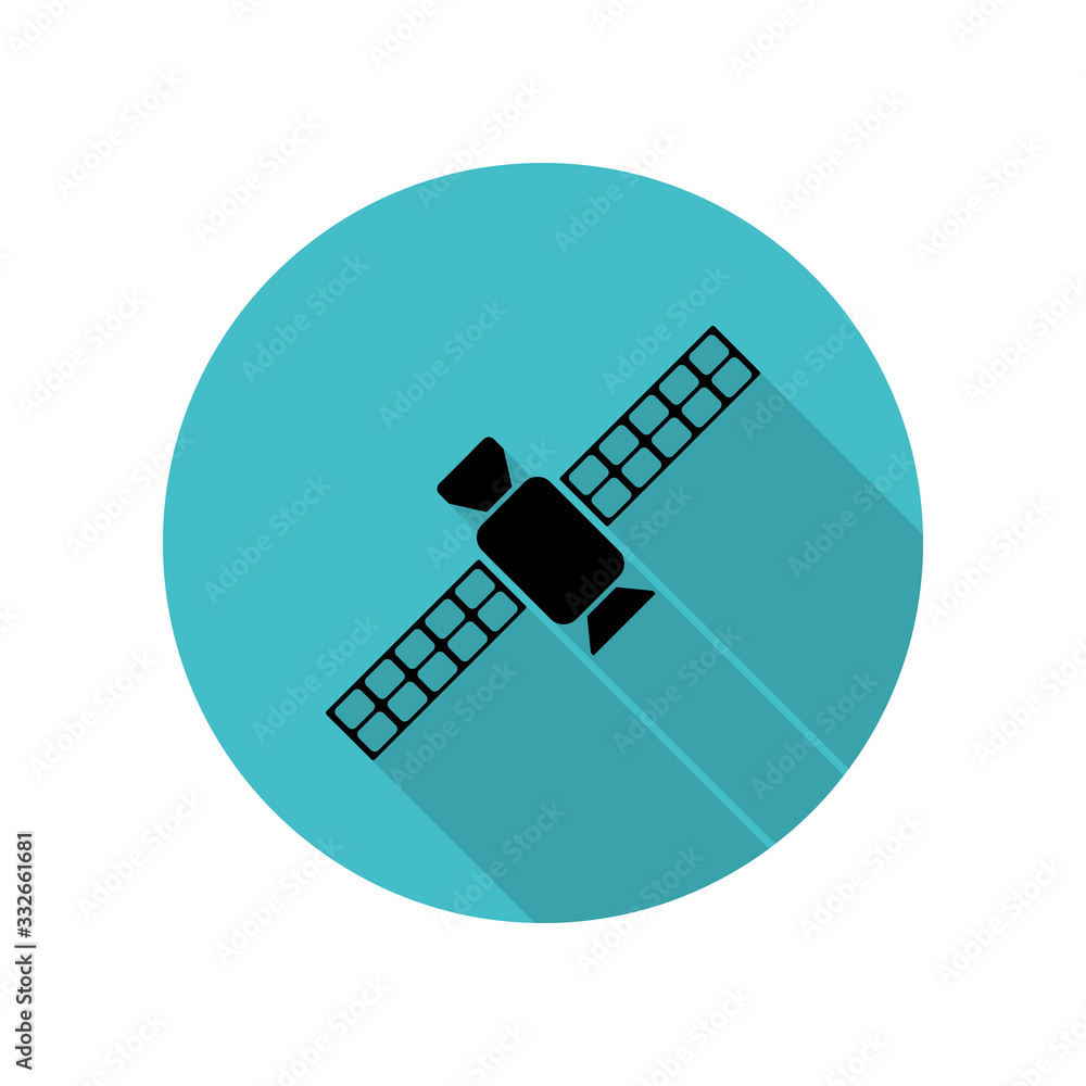 Satellite long shadow icon. Simple glyph, flat vector of web icons for ui and ux, website or mobile application Satellite long shadow icon. Simple glyph, flat vector of web icons for ui and ux, website or mobile application