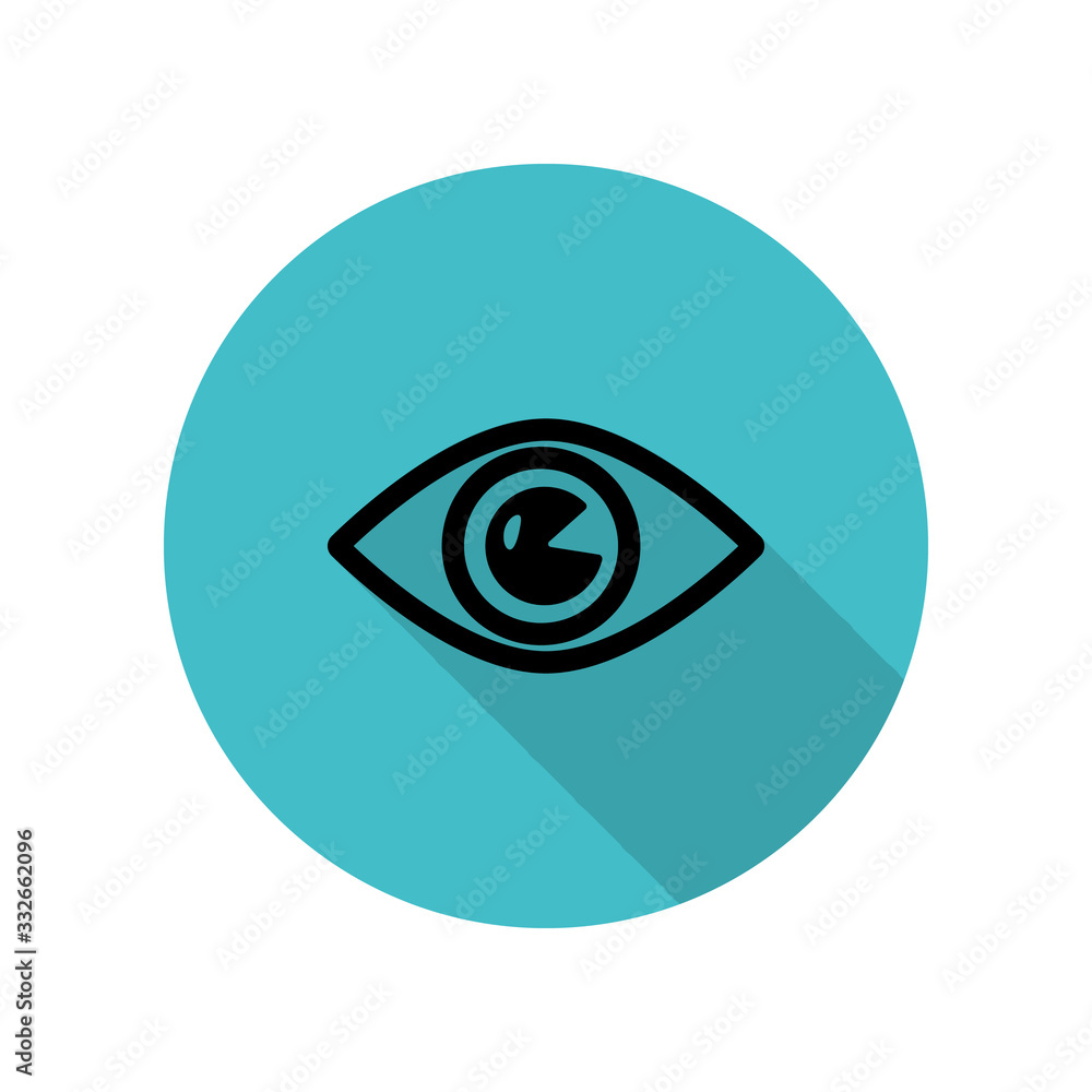 Eye long shadow icon. Simple glyph, flat vector of web icons for ui and ux, website or mobile application Eye long shadow icon. Simple glyph, flat vector of web icons for ui and ux, website or mobile application
