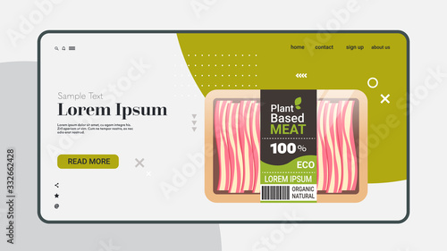 plant based vegetarian bacon beyond meat in packaging organic natural vegan food concept horizontal copy space vector illustration