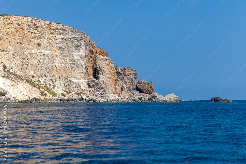 Landscape with rocky coast of Comino island, Malta