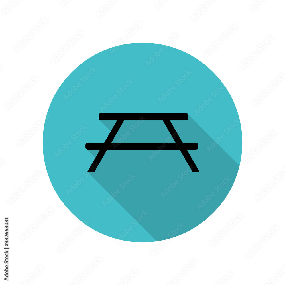 Bench long shadow icon. Simple glyph, flat vector of web icons for ui and ux, website or mobile application Bench long shadow icon. Simple glyph, flat vector of web icons for ui and ux, website or mobile application