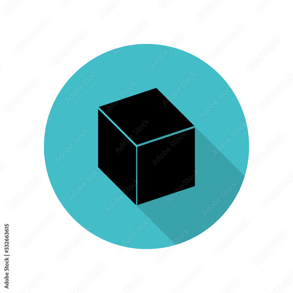 Cube long shadow icon. Simple glyph, flat vector of web icons for ui and ux, website or mobile application Cube long shadow icon. Simple glyph, flat vector of web icons for ui and ux, website or mobile application