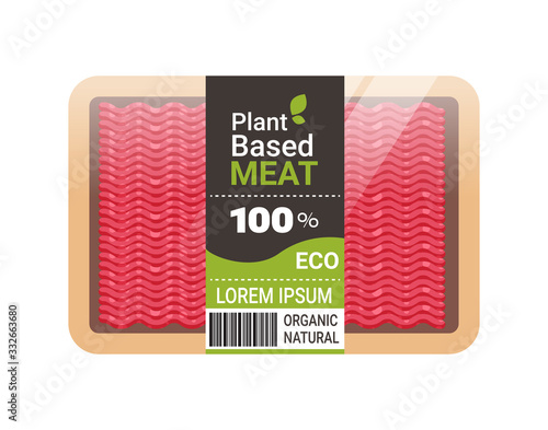 plant based vegetarian beyond minced meat in packaging organic natural vegan food concept horizontal copy space vector illustration
