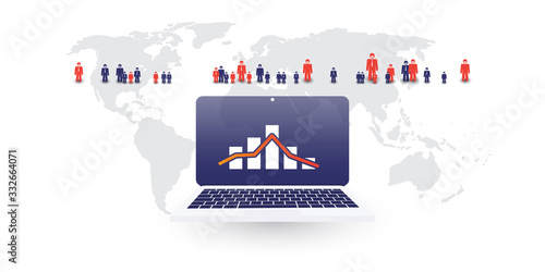 Corona Virus Infection Spreading Around the World- Infected Employees, Health Problems, Impact on Global Economy - Design Concept with Businessmen and Bar Chart Showing Results Stop Growing