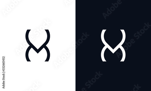 Minimal elegant line art letter VM logo.This logo icon incorporate with letter V and M in the creative way.