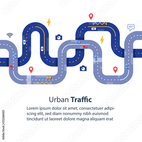 Urban traffic management, roads top view, data gathering, safety improvement