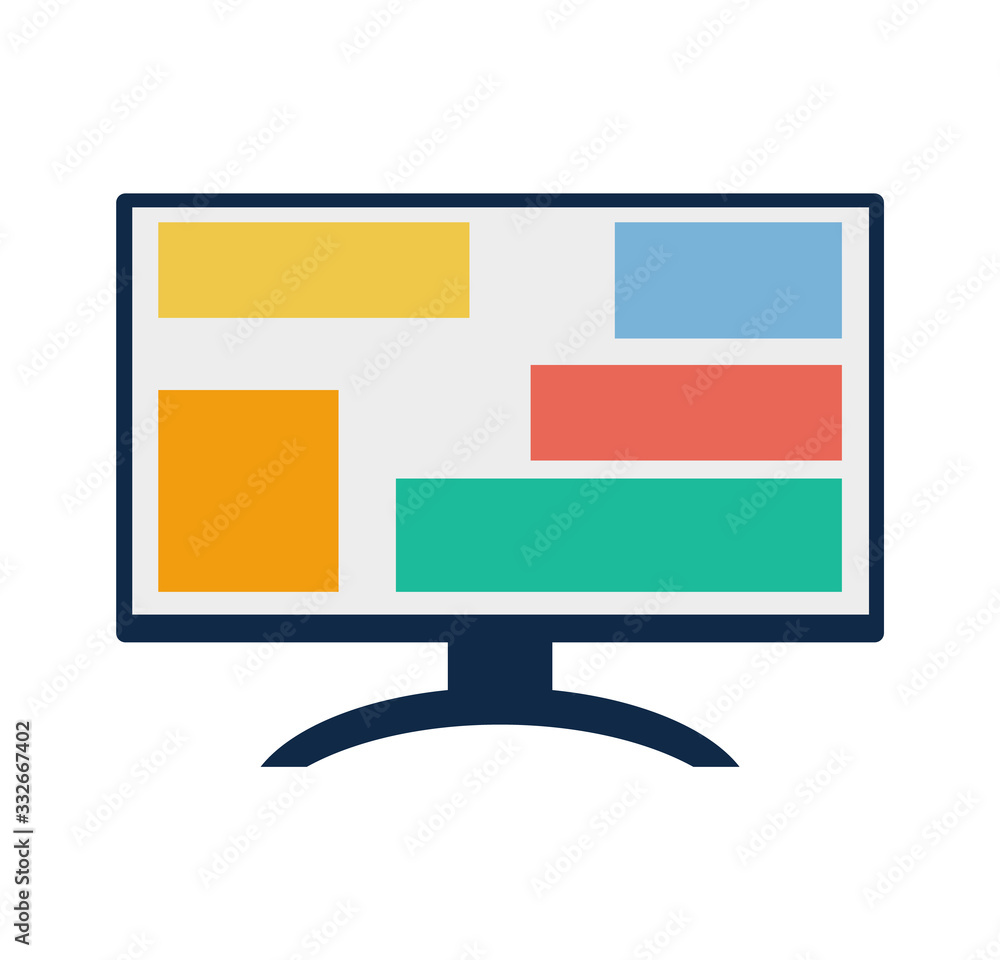 Fototapeta premium Color monitor illustration with white background
