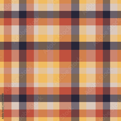 Earthy tones plaid vector seamless pattern background.