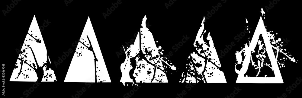Abstract black and white triangle explosion. Geometric split ...