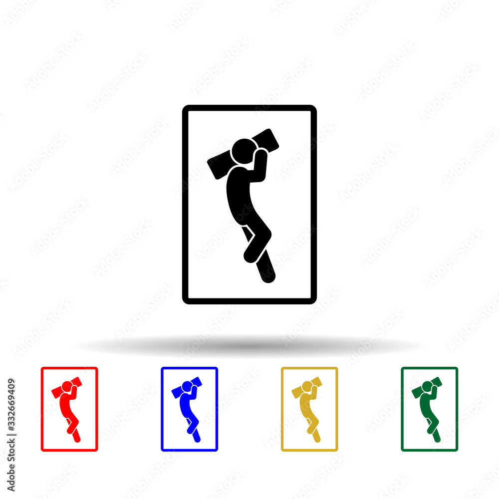 man sleep on one side multi color icon. Simple glyph, flat vector of sleeping position icons for ui and ux, website or mobile application man sleep on one side multi color icon. Simple glyph, flat vector of sleeping position icons for ui and ux, website or mobile application