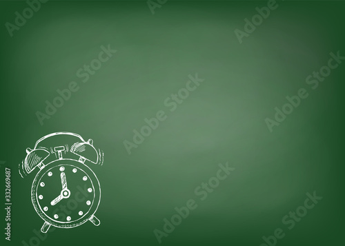 Ringing alarm clock is drawn in chalk