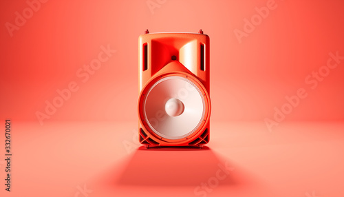 red speaker system on red background