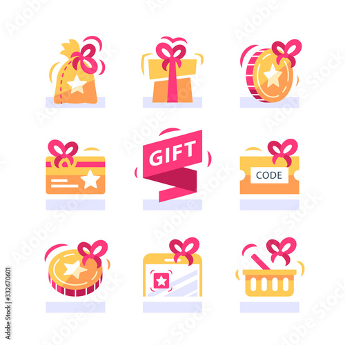 Loyalty gift, reward for purchase, earn points and redeem special present, lottery prize