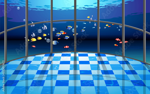 view of beautiful aquarium in the hall