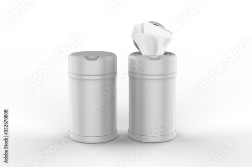 Blank Promotional Wet Wipe Container Cup For Branding, 3d render illustration.