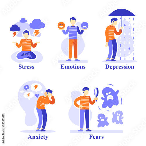 Man with mental problems, psychological situations, psychology help, emotional development