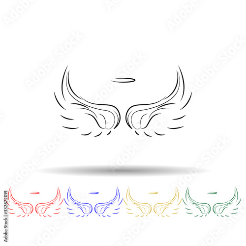 Wings, crown hand drawn multi color icon. Simple thin line, outline vector of wings crown icons for ui and ux, website or mobile application © gunayaliyeva