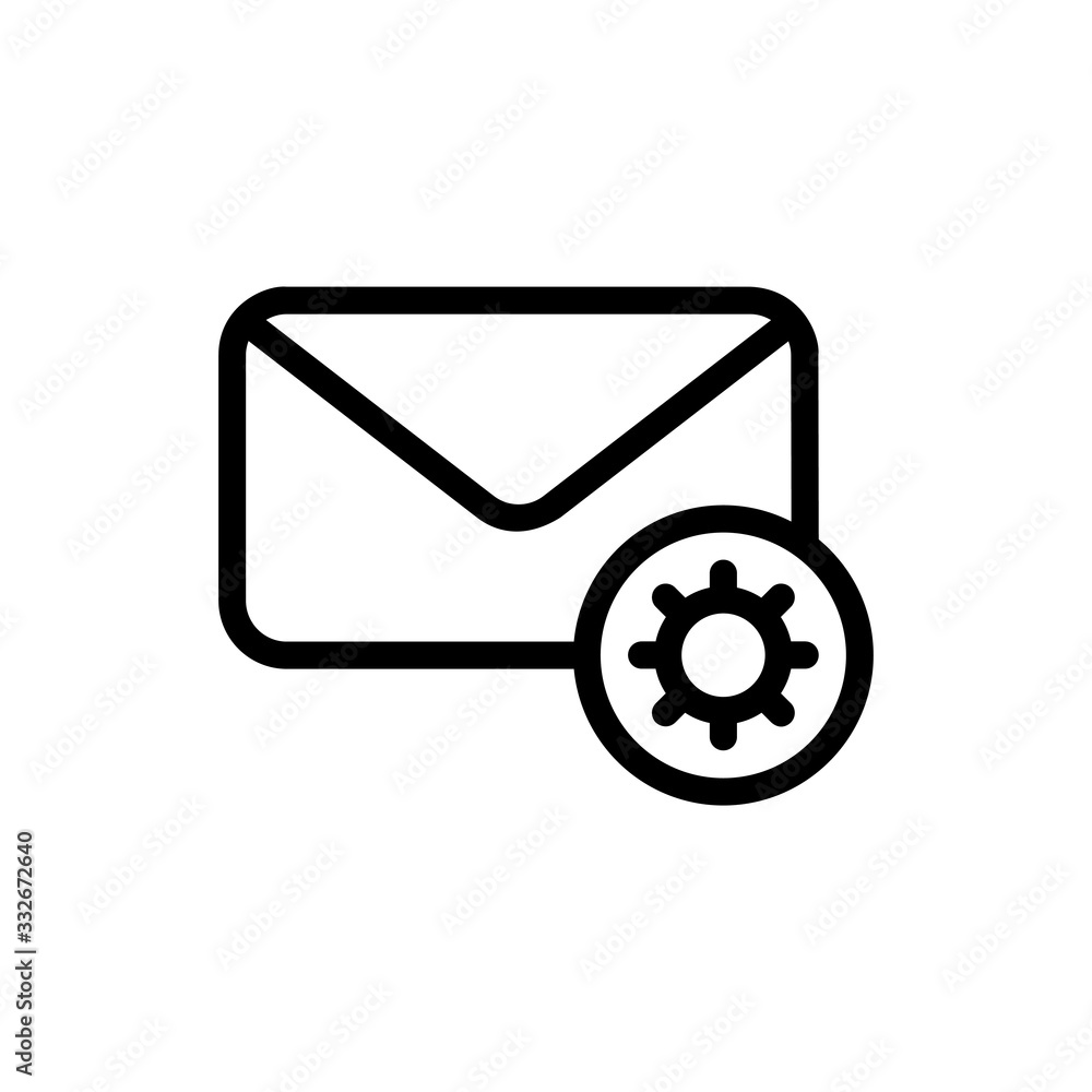 Email Settings Vector Icon Line Illustration.