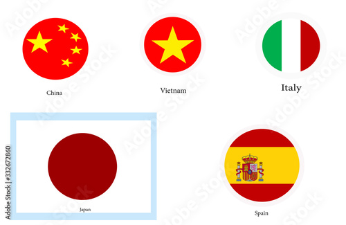 National flag China, Italy, Japanese, Vietnam, Spain. Current country There is an epidemic Corona Virus and Kovid-19. The national flags of each country are different According to the geography. Free Download National flag China, Italy, Japanese, Vietnam, Spain. Current country There is an epidemic Corona Virus and Kovid-19. The national flags of each country are different According to the geography. - GFXLoad