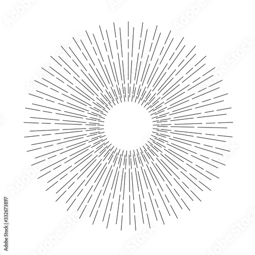 Linear drawing of rays of the sun