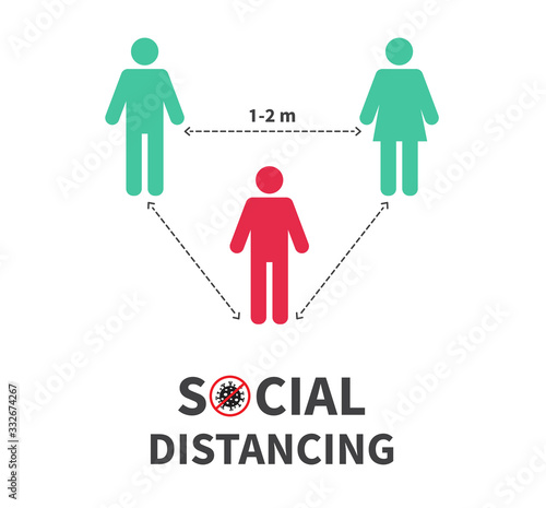 Social distancing icon. Keep the 1-2 meter distance. Coronovirus epidemic protective. Vector illustration