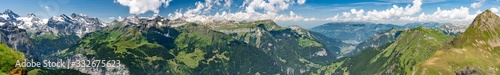 Switzerland, black and white Panoramic view on Alps around Mannlichen photo