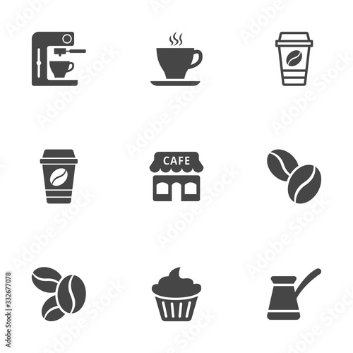 Set of Coffee Icons isolated on white background. Vector illustration.