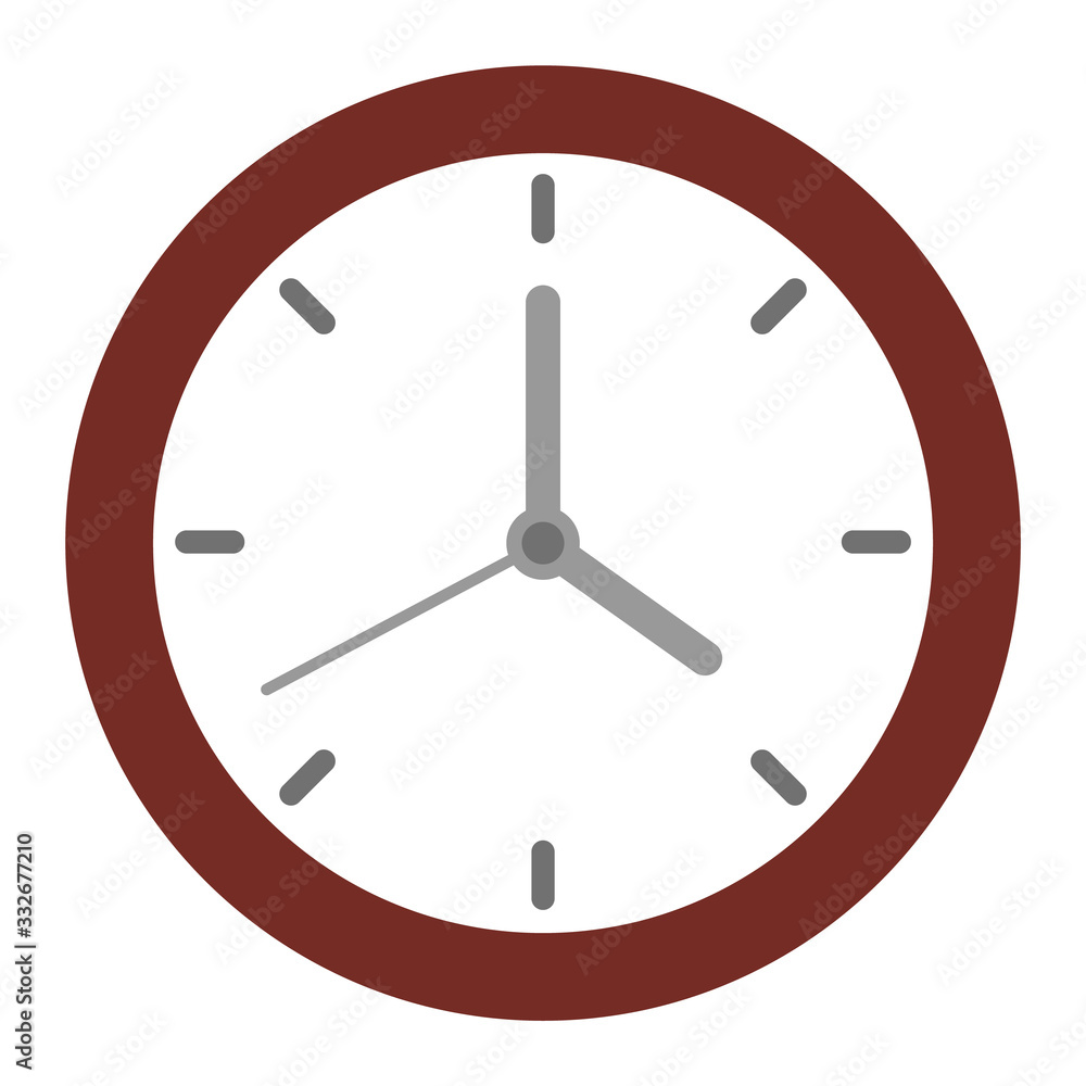 Clock with brown interface, watch isolated icon in close up. Timer or stopwatch counting hours and minutes. Arrows and stripes measurement of time. Management and organization of work vector Clock with brown interface, watch isolated icon in close up. Timer or stopwatch counting hours and minutes. Arrows and stripes measurement of time. Management and organization of work vector