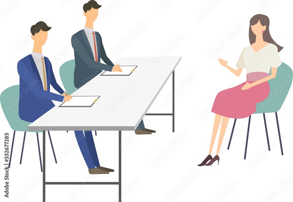 面接 転職 就職活動 就活 面接官 ベクターイラスト 面接 転職 就職活動 就活 面接官 ベクターイラスト