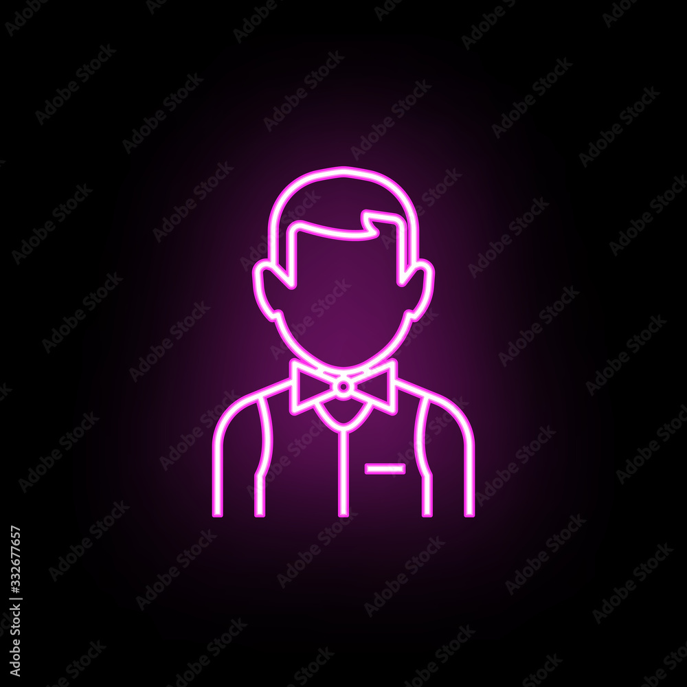 Croupier neon icon. Simple thin line, outline vector of casino icons for ui and ux, website or mobile application Croupier neon icon. Simple thin line, outline vector of casino icons for ui and ux, website or mobile application