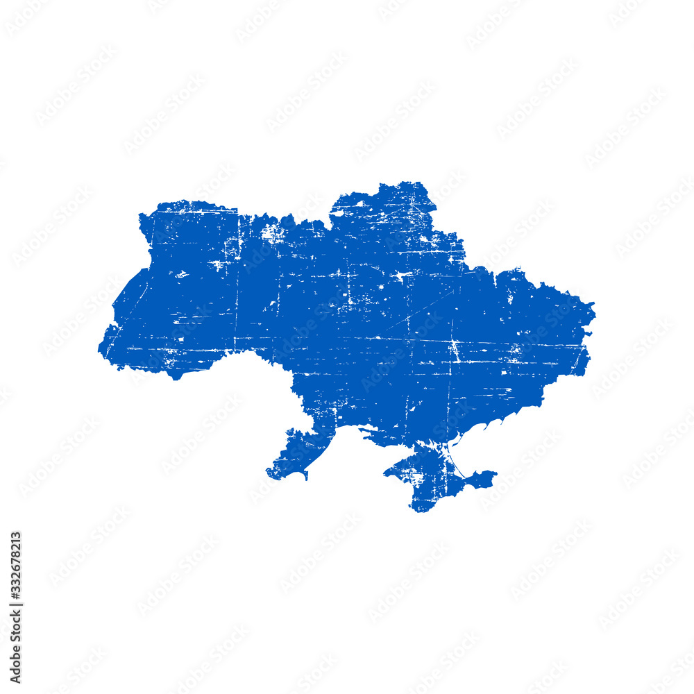 Ukraine blue map with grunge texture. Stock Vector illustration isolated on white background.