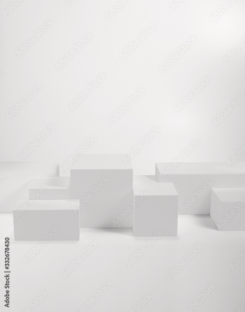 Group of solids in white polystyrene Group of solids in white polystyrene