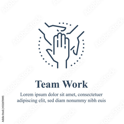 Team work, cooperation or collaboration, unity concept, employee engagement, crossed hand