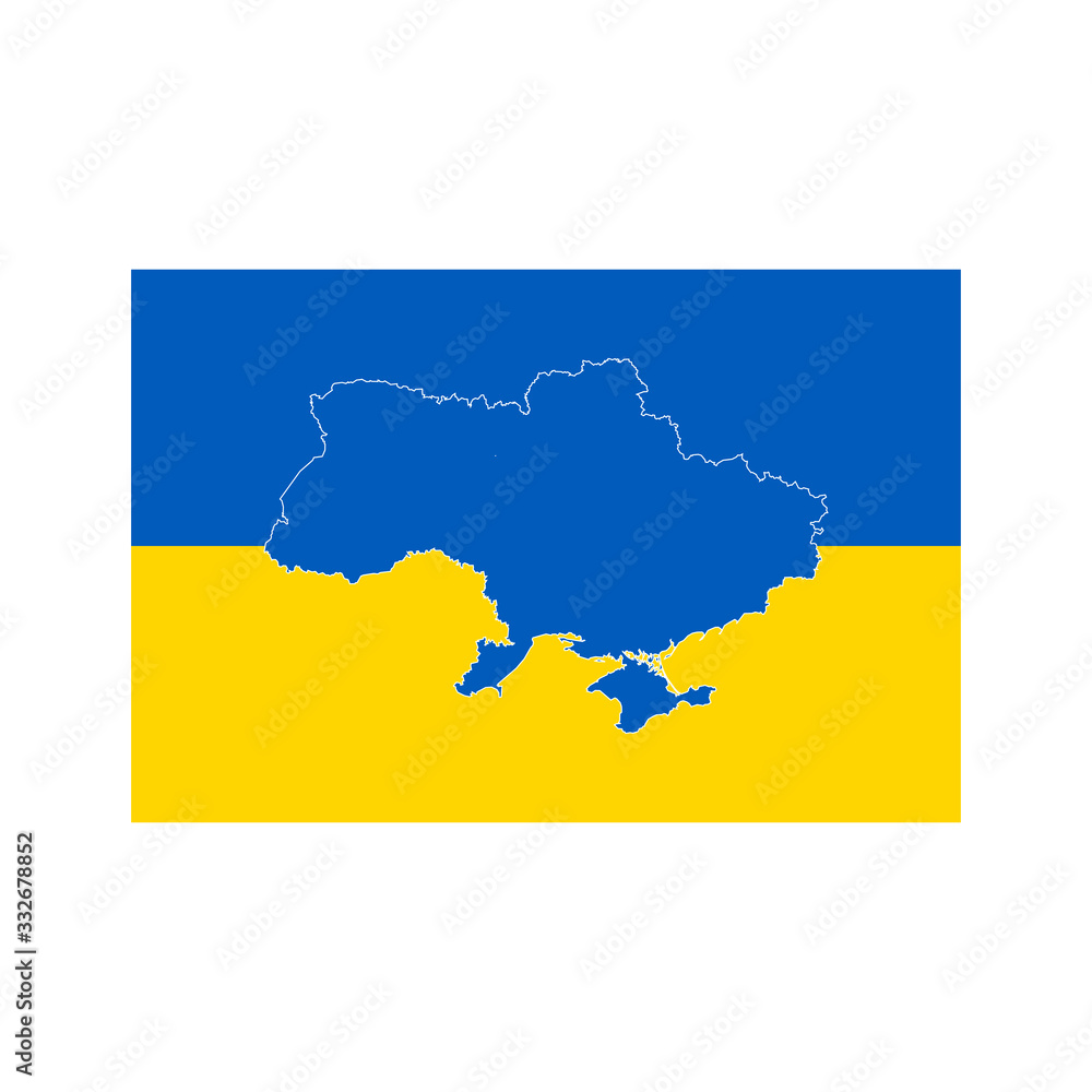 Ukrainian flag with the map on it. Stock Vector illustration isolated on white background. Ukrainian flag with the map on it. Stock Vector illustration isolated on white background.