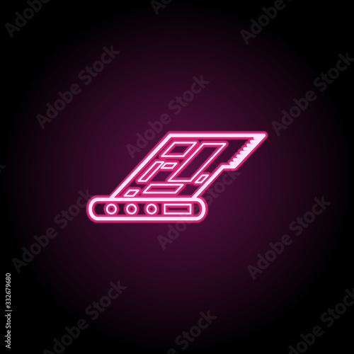 Pc sound card neon icon. Simple thin line, outline vector of computer parts icons for ui and ux, website or mobile application