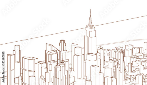 modern city panorama 3d illustration