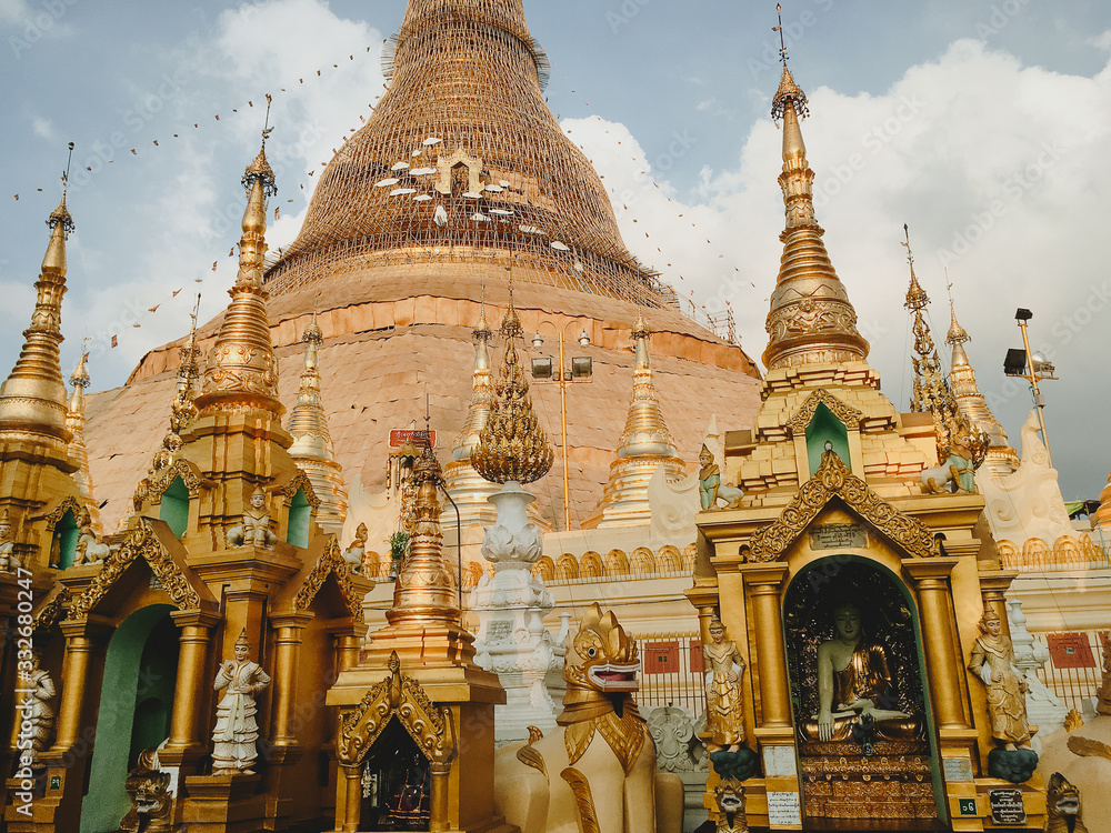 Yangon, Myanmar JANUARY 10. 2019. View of Shwedagon Pagoda