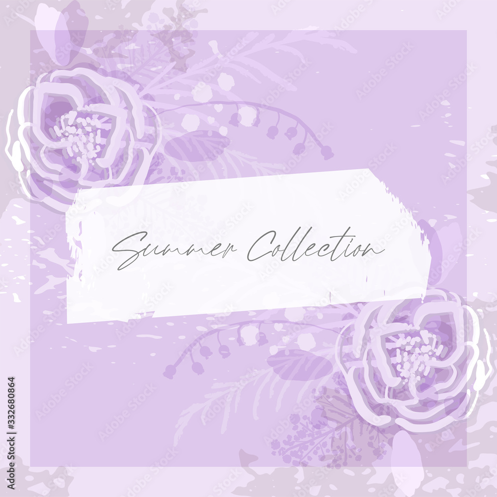 rustic florals on violet background 