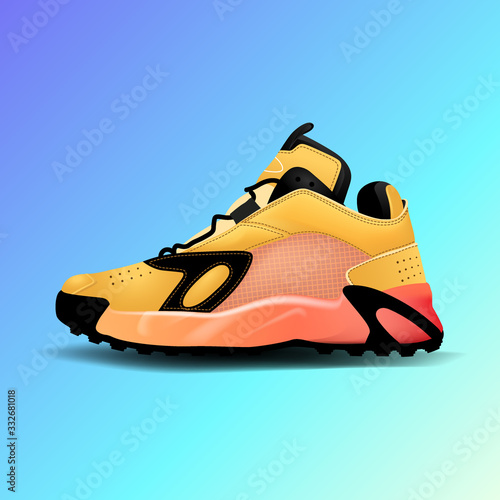 Realistic sport running shoe for training and fitness