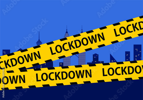 Photography Kuala Lumpur City barricaded with tape with word lockdown