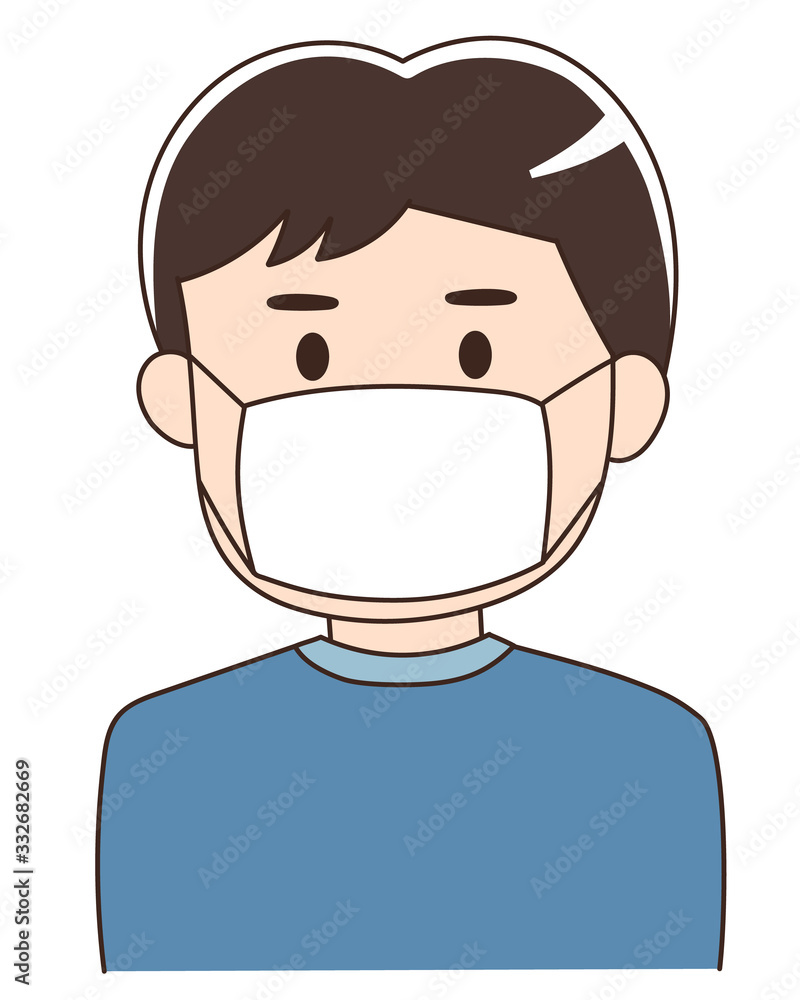 Man wearing a medical face mask for prevention of corona virus or covid-19 or another type of virus. Vector illustration isolated on white background. Man wearing a medical face mask for prevention of corona virus or covid-19 or another type of virus. Vector illustration isolated on white background.