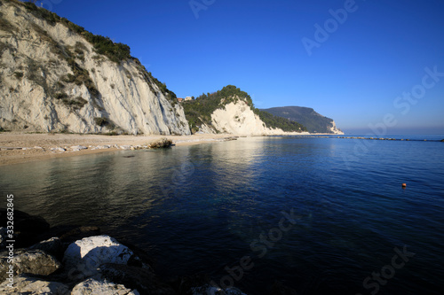 Numana (AN), Italy - January 1, 2019: Numana beach, Riviera del Conero, Adriatic Sea, Numana, Ancona, Marche, Italy