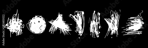 Abstract black and white sweeping elements. Horisontal format. Vector illustration. Handwriting blobs. Dynamic splash stroked shape. Background design for poster, cover, banner, placard