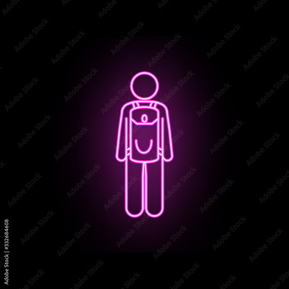 Man with barrel neon icon. Simple thin line, outline vector of male bag and luggage icons for ui and ux, website or mobile application Man with barrel neon icon. Simple thin line, outline vector of male bag and luggage icons for ui and ux, website or mobile application
