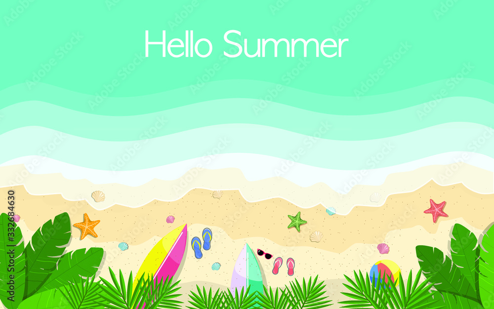 Summer sea, ocean and beach postcard