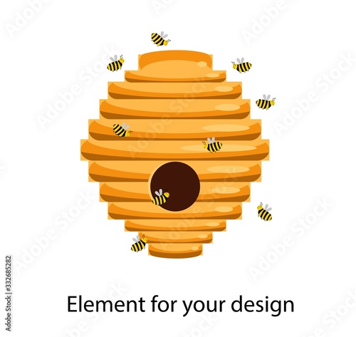 House for the bees. Bee hive. Vector illustration isolated on a white background..