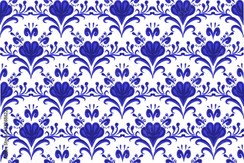 Blue lines seamless pattern on a white background. Suitable for tile, textile, holiday packaging, wallpaper
