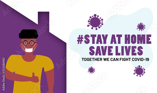 Plz Stay at home and save lives social media campaign and coronavirus prevention.