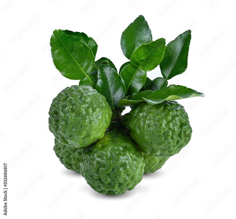 Fresh bergamot with leaves isolated on white background Fresh bergamot with leaves isolated on white background